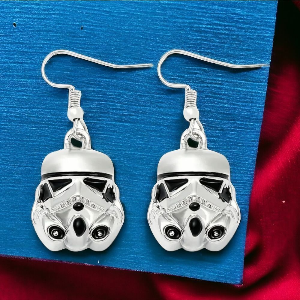 Star Wars Stormtrooper 3D Dangle Earrings Silver Disney Cosplay Costume Gift - Picture 2 of 6
